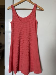 Coral Textured Fit &amp; Flare Dress