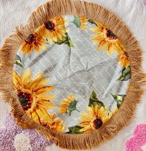 Sunflower Round Placemat with Fringe