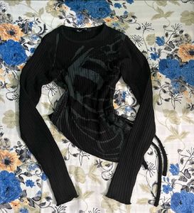 Women's Dark Graphic Long Sleeve Top