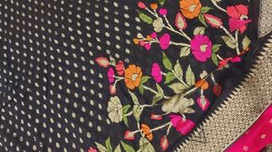 Black Banarasi Kaddi Georgette Saree