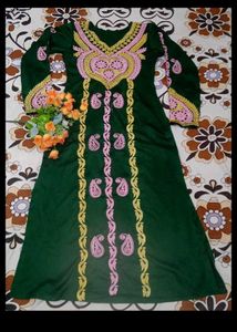 Green Ethnic Dress with Embroidery