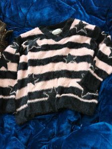 Striped Star V-Neck Sweater