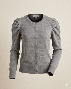 Grey Puff Sleeve Cardigan