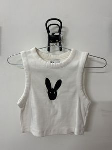 White Bunny Graphic Crop Top