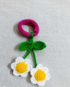 Handmade Crochet Daisy Hair Tie