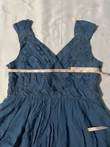 Blue Fit and Flare Midi Dress