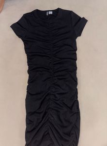 Black Ruched Bodycon Dress