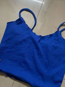Blue Ribbed Tank Top