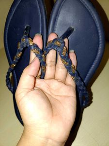 Navy Blue Braided Thong Sandals