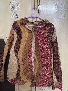 Boho Patchwork Button-Up Shirt