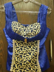 Royal Blue corset Embroidered Blouse