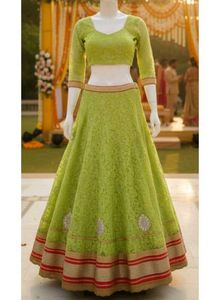 Green Embroidered Lehenga Set