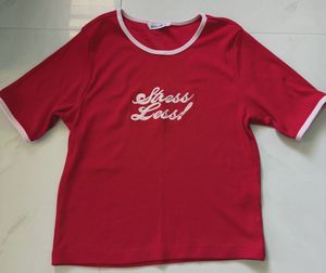 Cute Red “stress less” top