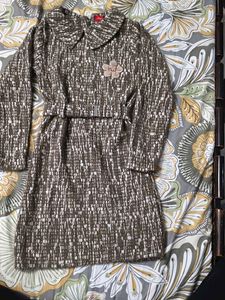 Chic Girls' Tweed Dress with Flower Accent