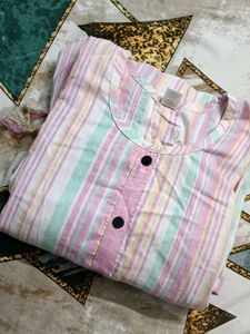 XXL Striped Kurta Set with Dupatta