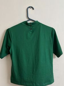 Green Mock Neck T-Shirt