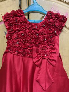Party Wear Satin Frock For Girls