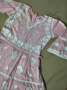 Price Drop Pink Lakhnavi Embroidered frock garara
