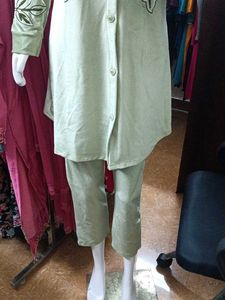 Party Wear Embroidered Green Kurta Set