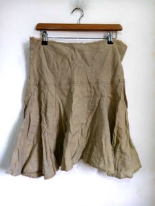 Boho Beige Linen Blend Skirt