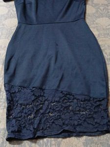Elegant Navy Lace Detail Dress