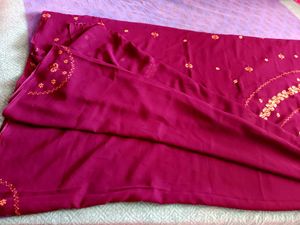 Purple Embroidered Saree