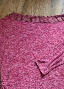 Pink Marled Embellished Neck Top