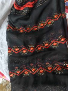 Elegant Black Embroidered Saree