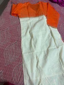 Orange &amp; White Paisley Kurta