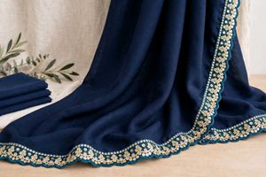 Elegant Teal Sequin Trim Fabric