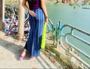 Striped Skirt has slit on both the side
