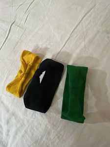 SET OF THREE. Black Yellow Green Cloth Hairband