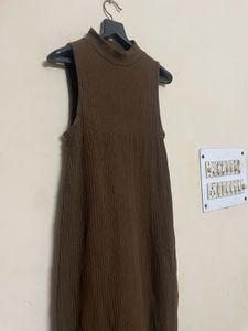 Sleeveless Mock Neck Ribbed Dress