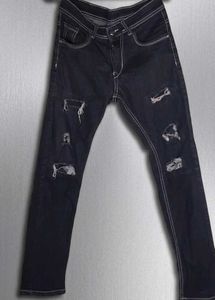 Distressed Black Denim Jeans