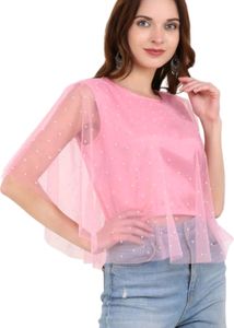 ✨Women Pink Net Crop Top✨