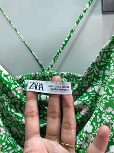 Zara Green Floral Print Midi Dress