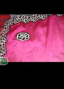 Pink &amp; Silver Saree with Blouse
