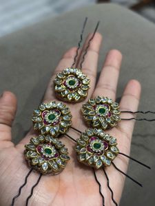 Embellished Floral Hair Pins (5ps)