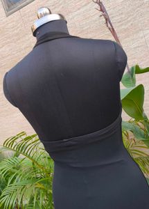 Elegant Black Halter Neck Dress