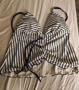 Striped Halter Neck Bikini Top