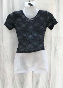 87209. Black Lace Crop Top