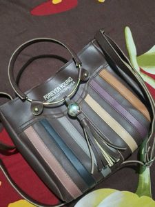 Forever Young Brown Striped Handbag