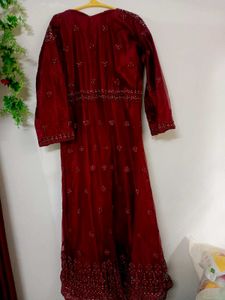 Sale !! Maroon Bridal Gown (semi stitched)