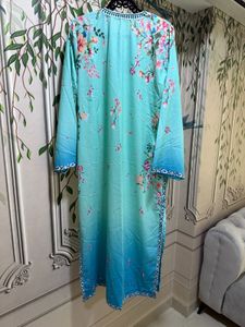 Aqua Floral Print Kurta with pallazos
