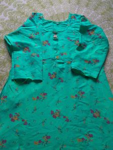 Green Floral Print Kurta