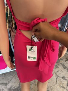 Newme Hot Pink Ruched Bodycon Dress