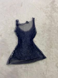 Vintage Sequined Mesh Camisole Tank Top
