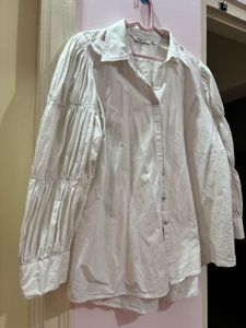 Elegant Cream Puff Sleeve Shirt