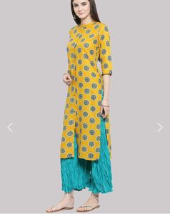 Floral Print Yellow Kurta