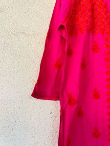 Vibrant Pink Embroidered Kurta